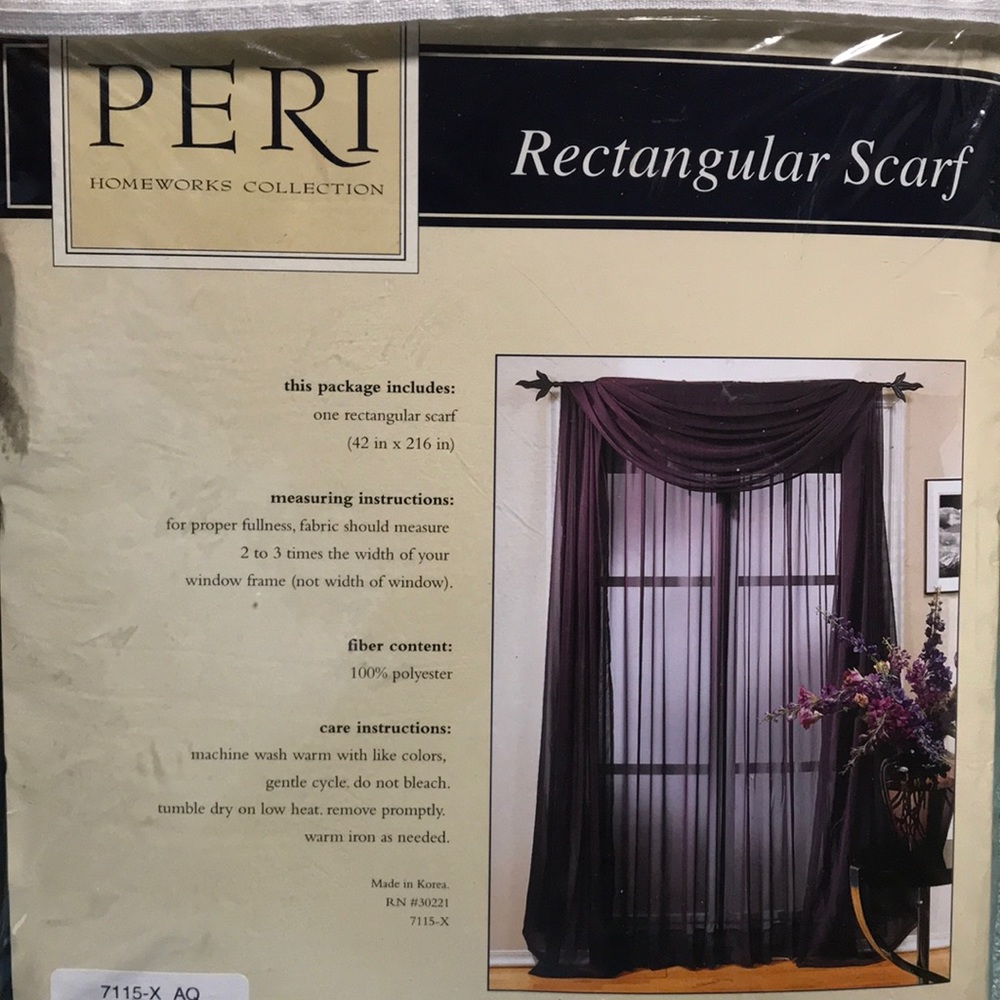 Peri rectangular curtain scarf 42 x 216 Inches